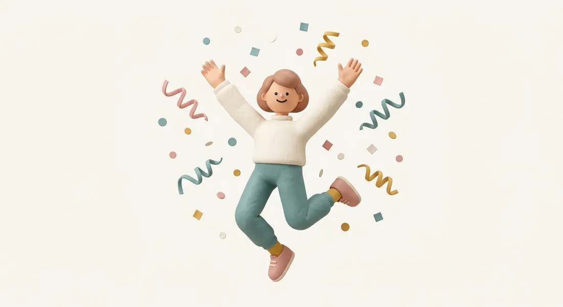 3D illustration of a team celebrating a growth milestone