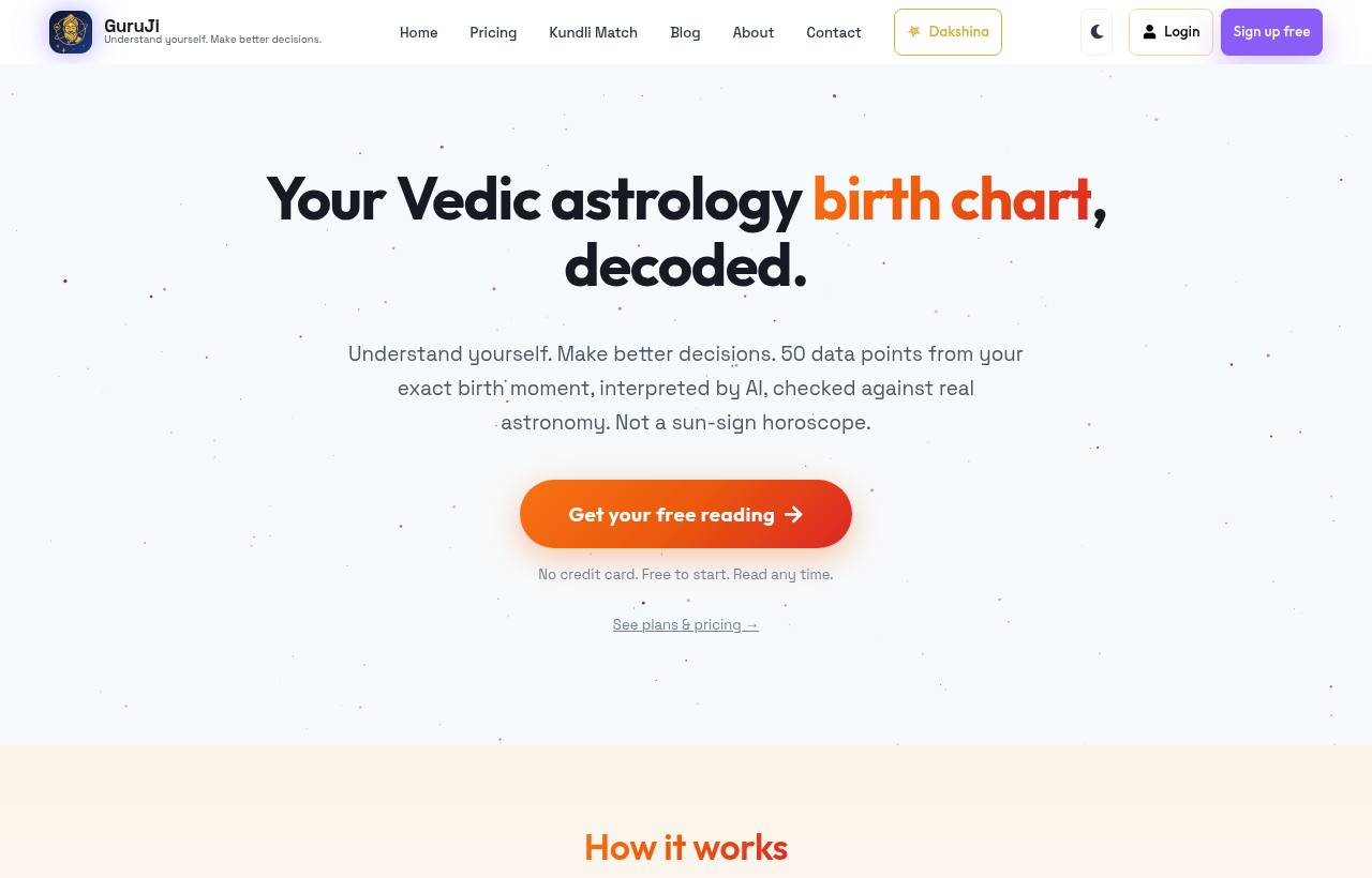 GuruJi website homepage, designed and built by Nerdster Design