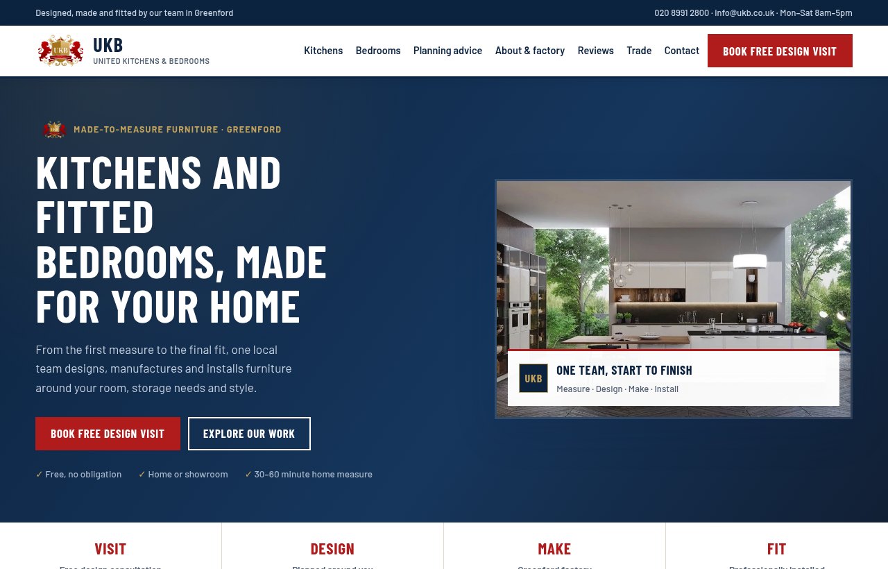 United Kitchens & Bedrooms website homepage, designed and built by Nerdster Design